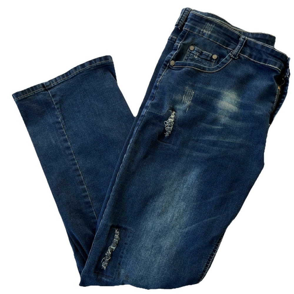 Montero Men's Distressed 5 Pocket Denim Jeans‎ Size 40x32